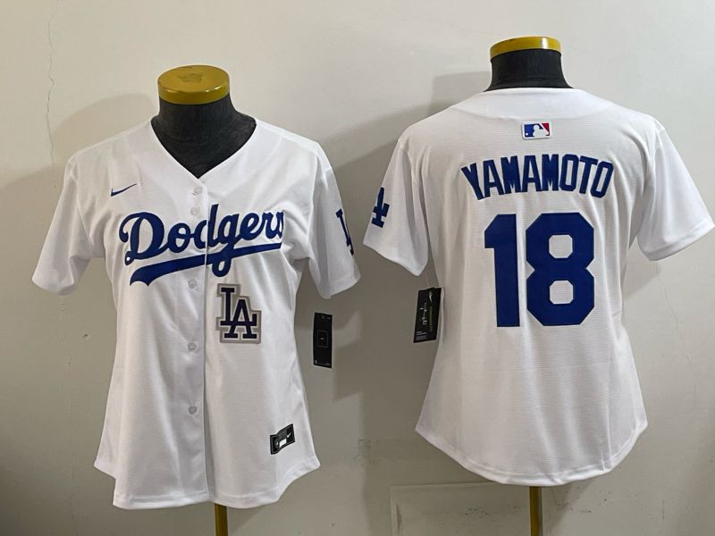 Women 2026 Nike Los Angeles Dodgers #18 Yamamoto White Game MLB Jersey 02